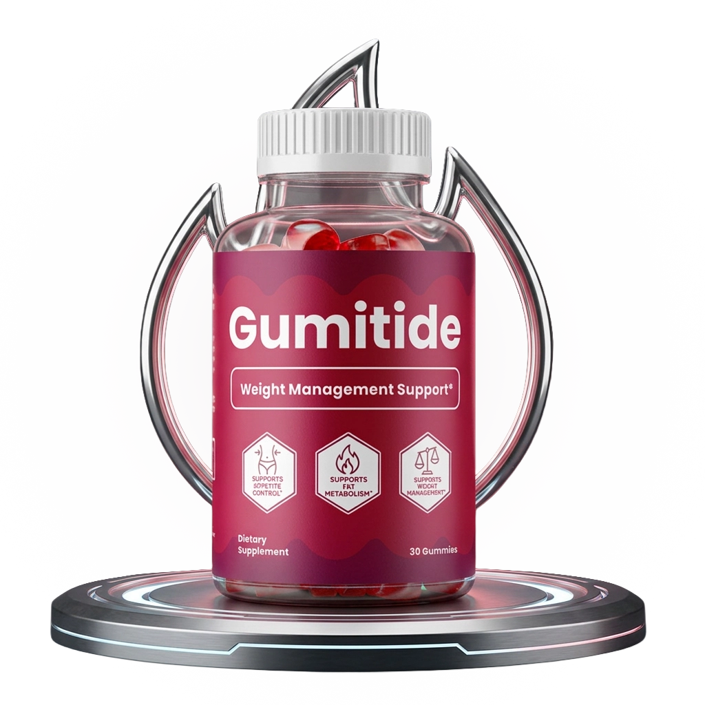 Gumitide bottle displayed as a weight management gummy supplement for metabolism support, appetite control, and healthy weight management.