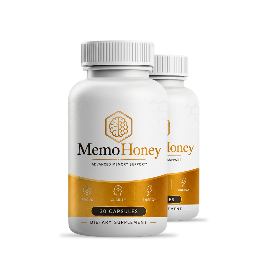 Two bottles of MemoHoney dietary supplement