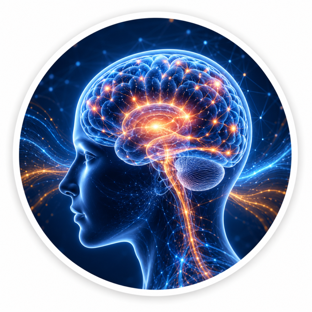 Digital brain illustration representing memory focus and mental clarity