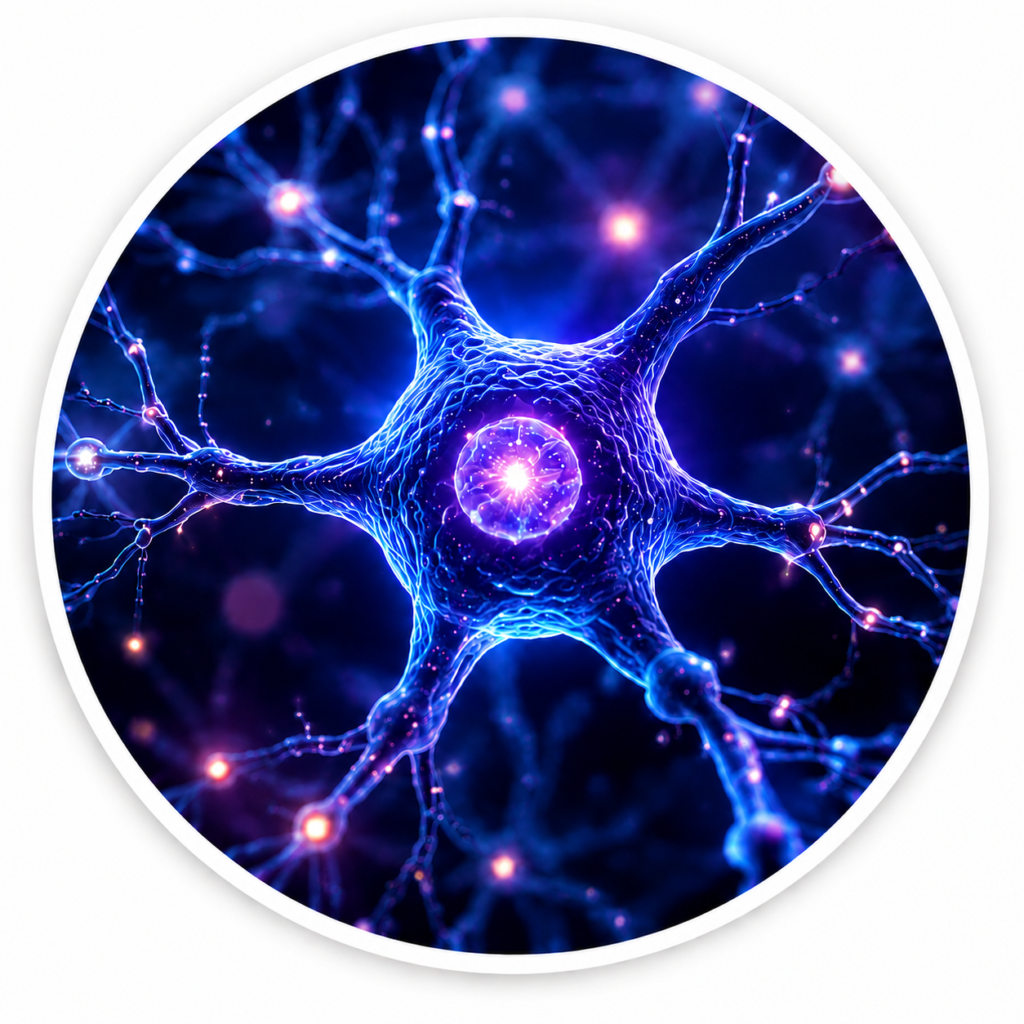 Neuron and neural network illustration representing brain function